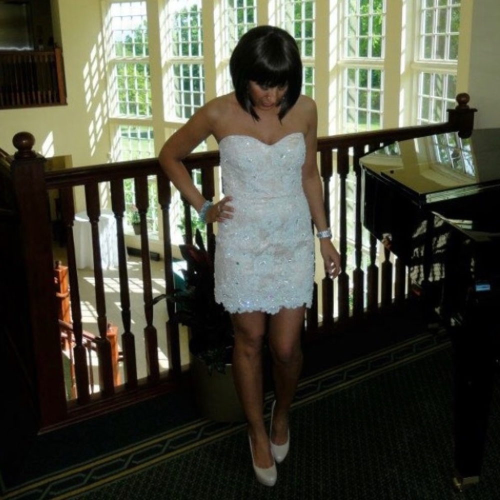Jovani beaded lace short dress - Picture 7 of 9